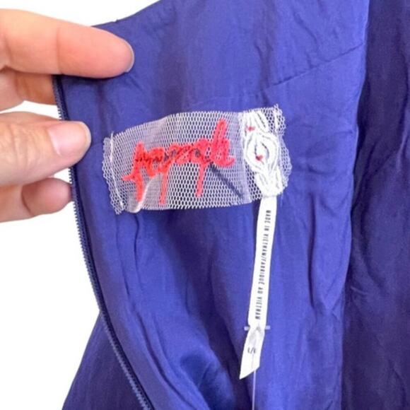 Free People Mini Dress with Adjustable Straps in Spectrum Blue Large NEW RARE - Picture 7 of 11